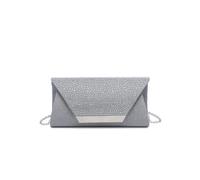 JFY Women's Diamante On The Flap Over Cover Glitter Clutch Bag in Grey JFY Grey One Size