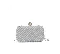 JFY Women's Diamante Single Side Pearl Bag in Silver