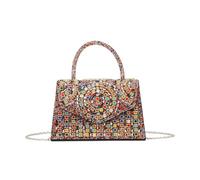 JFY Women's Diamantes Embedded Circle Pattern Single Side Diamante Clutch Bag