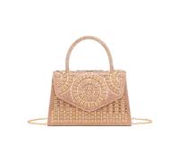 JFY Women's Diamantes Embedded Circle Pattern Single Side Diamante Clutch Bag in Rose Gold