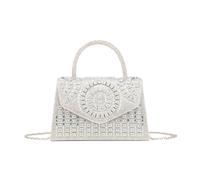 JFY Women's Diamantes Embedded Circle Pattern Single Side Diamante Clutch Bag in Silver