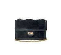 JFY Women's Faux Fur Flap With Metal Twist Clasp Cross Body Bag in Black JFY Black One Size
