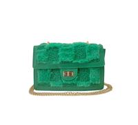 JFY Women's Faux Fur Flap With Metal Twist Clasp Cross Body Bag in Green JFY Green One Size
