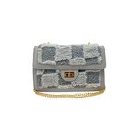 JFY Women's Faux Fur Flap With Metal Twist Clasp Cross Body Bag in Grey JFY Grey One Size