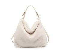 JFY Women's Faux Fur Top Zip Closure Shoulder Bag in Beige JFY Beige One Size