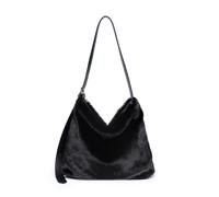 JFY Women's Faux Fur Top Zip Closure Shoulder Bag in Black JFY Black One Size