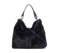 JFY Women's Faux Fur Top Zip Closure Shoulder Bag in Dark Blue