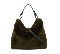 JFY Women's Faux Fur Top Zip Closure Shoulder Bag in Dark Green JFY Dark Green One Size