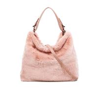 JFY Women's Faux Fur Top Zip Closure Shoulder Bag in Dusty Pink