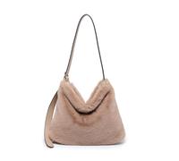 JFY Women's Faux Fur Top Zip Closure Shoulder Bag in Khaki JFY Khaki One Size