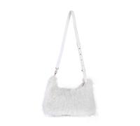 JFY Women's Faux Fur Zip Top Closure Cross Body Bag in White JFY White One Size
