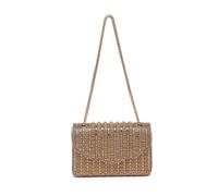 JFY Women's Flap Over Lid Zip Top Closure Double Side Diamante Bag in Gold