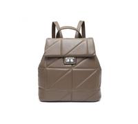 JFY Women's Flap Quilted Pattern Twist Metal Lock Backpack in Khaki