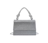 JFY Women's Flap Rhinestone Embedded Knots Top Handle Diamante Clutch Bag in Black JFY Black One Size