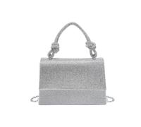 JFY Women's Flap Rhinestone Embedded Knots Top Handle Diamante Clutch Bag in Silver JFY Silver One Size
