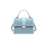JFY Women's Flap Top Handle Metal Push Lock Grab Bag in Light Blue