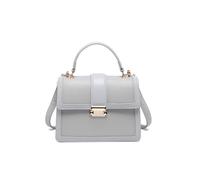 JFY Women's Flap Top Handle Metal Push Lock Grab Bag in Light Grey