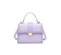 JFY Women's Flap Top Handle Metal Push Lock Grab Bag in Purple JFY Purple One Size