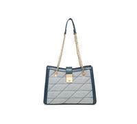 JFY Women's Golden Chain Handle Flap Lock Tote Bag in Blue