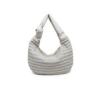 JFY Women's Half Moon Quilted Zip Top Cross Body Bag in Light Grey