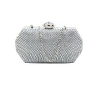 JFY Women's Hexagon Shape Crystal Clasp Double-Side Diamante Bag in Silver JFY Silver One Size