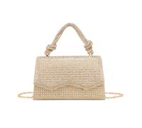 JFY Women's Knotted Top Handle Single Side Diamante Clutch Bag in Gold