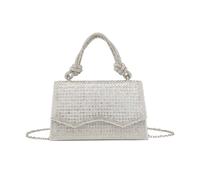 JFY Women's Knotted Top Handle Single Side Diamante Clutch Bag in Silver JFY Silver One Size