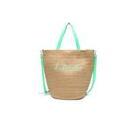 JFY Women's Long Handle Woven Straw Bucket Beach Bag in Green