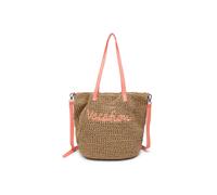 JFY Women's Long Handle Woven Straw Bucket Beach Bag in Orange