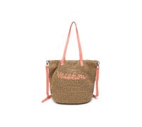 JFY Women's Long Handle Woven Straw Bucket Beach Bag in Orange JFY Orange