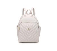 JFY Women's Metal Bee Quilted Chevron Pattern Backpack in Beige JFY Beige