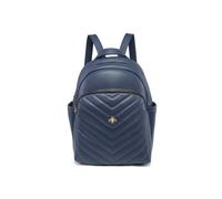 JFY Women's Metal Bee Quilted Chevron Pattern Backpack in Dark Blue