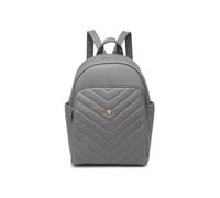 JFY Women's Metal Bee Quilted Chevron Pattern Backpack in Mid Grey