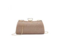 JFY Women's Metal D Clasp Double Side Diamante Bag in Rose Gold