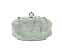 JFY Women's Octagon Shape Ring Clasp Double-Side Diamante Bag in Silver JFY Silver One Size