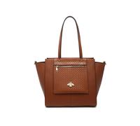 JFY Women's Oversize Bee Badge Zipped Pockets Top Zipped Tote Bag in Brown JFY Brown
