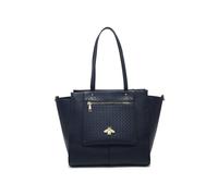JFY Women's Oversize Bee Badge Zipped Pockets Top Zipped Tote Bag in Dark Blue