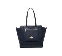 JFY Women's Oversize Bee Badge Zipped Pockets Top Zipped Tote Bag in Dark Blue JFY Dark Blue