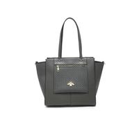 JFY Women's Oversize Bee Badge Zipped Pockets Top Zipped Tote Bag in Dark Grey