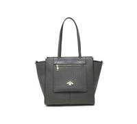 JFY Women's Oversize Bee Badge Zipped Pockets Top Zipped Tote Bag in Dark Grey JFY Dark Grey