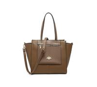 JFY Women's Oversize Bee Badge Zipped Pockets Top Zipped Tote Bag in Khaki