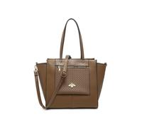 JFY Women's Oversize Bee Badge Zipped Pockets Top Zipped Tote Bag in Khaki JFY Khaki