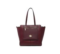 JFY Women's Oversize Bee Badge Zipped Pockets Top Zipped Tote Bag in Wine JFY Wine