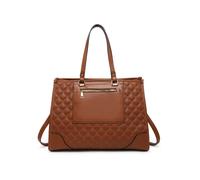 JFY Women's Oversize Top Zipped Quilted Diamond Pattern Tote Bag in Brown