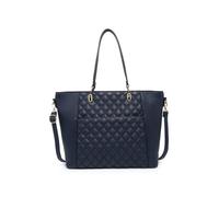 JFY Women's Oversize Top Zipped Quilted Diamond Pattern Tote Bag in Dark Blue