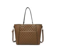 JFY Women's Oversize Top Zipped Quilted Diamond Pattern Tote Bag in Khaki