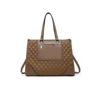 JFY Women's Oversize Top Zipped Quilted Diamond Pattern Tote Bag in Khaki JFY Khaki