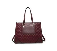 JFY Women's Oversize Top Zipped Quilted Diamond Pattern Tote Bag in Wine JFY Wine