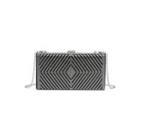 JFY Women's Patterned Single Side Diamante Clutch Bag in Black