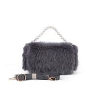 JFY Women's Pearl Grab Handle Faux Fur Clutch Bag in Grey JFY Grey One Size